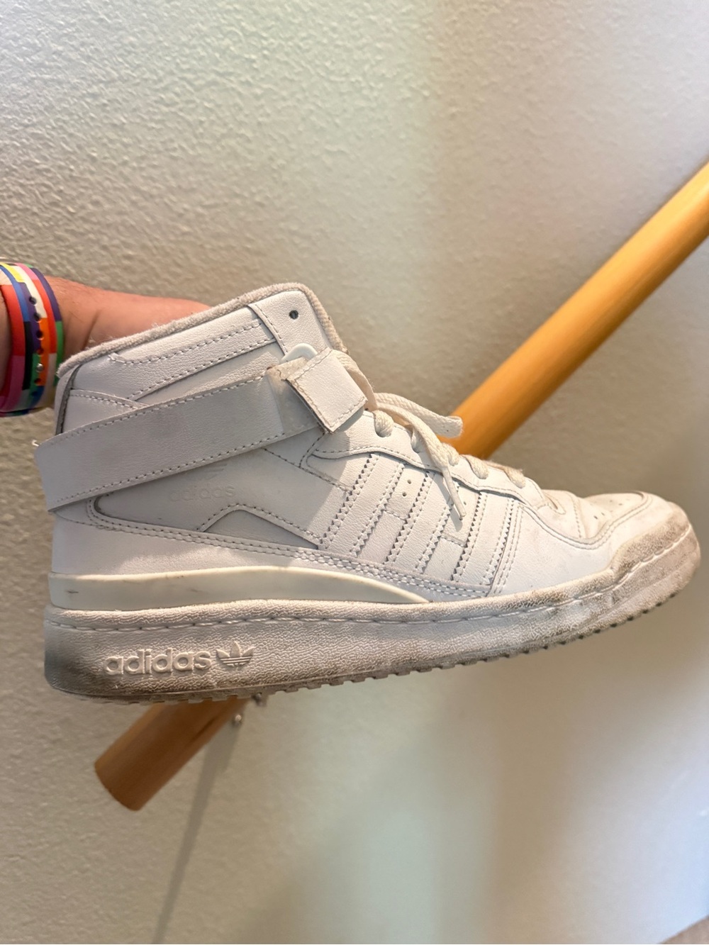 adidas White High-Top Sneakers with Strap